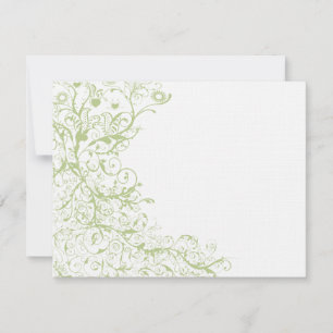 Birds & Swirls #28 Green Hydrangea RSVP Card