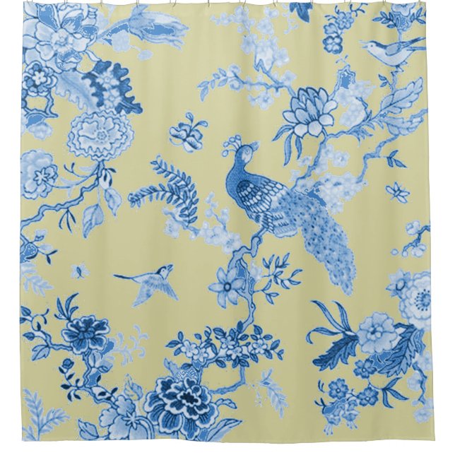 Birds_Toile_Blue & Mustard (Front)