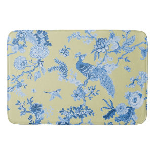 Birds Toile Blue & Mustard Bath Mat