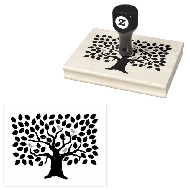 Birds Trees Nature Botanical Scrapbooking Rubber Stamp (Stamped)