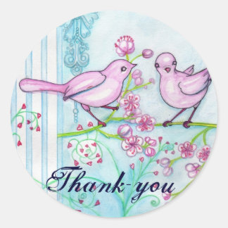 Birds Wedding Engagement Thank You Sticker