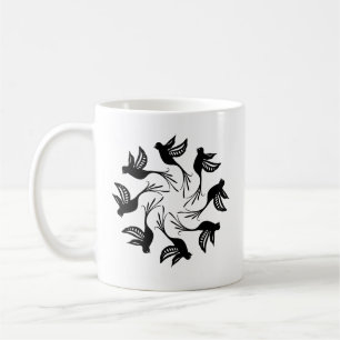 Birds Whirlpool Pattern Design   Spiral Nature Coffee Mug