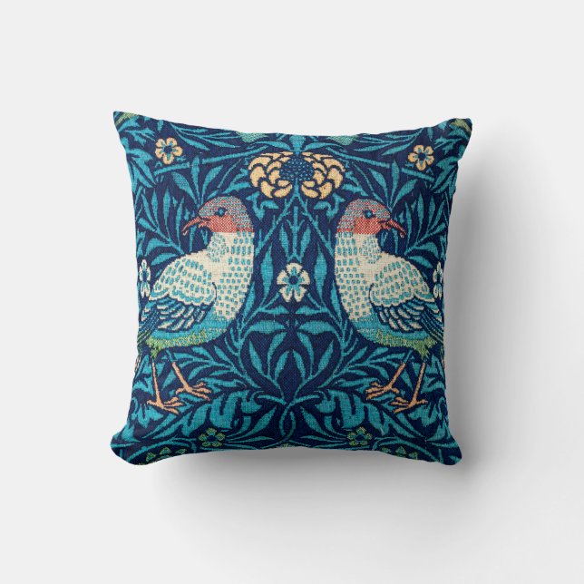 Birds, William Morris Throw Pillow (Front)