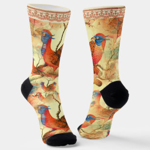 Birds with Faux Lace Trim  Socks