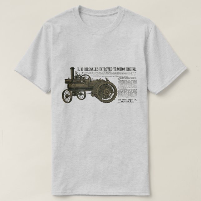 Birdsall's Steam Traction Engine 1889 Farm Tractor T-Shirt (Design Front)