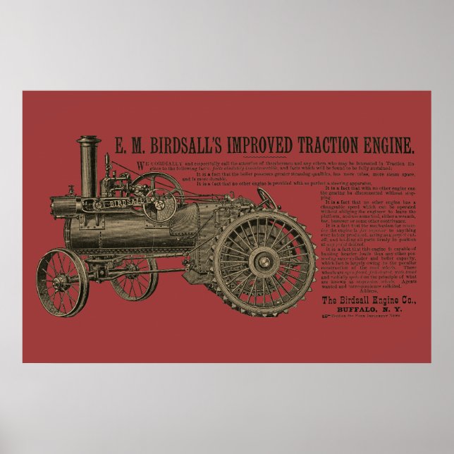 Birdsall's Steam Tractor Traction Engine Vintage Poster (Front)