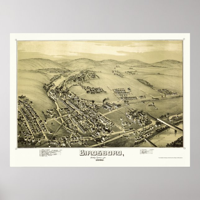 Birdsboro, PA Panoramic Map - 1890 Poster (Front)