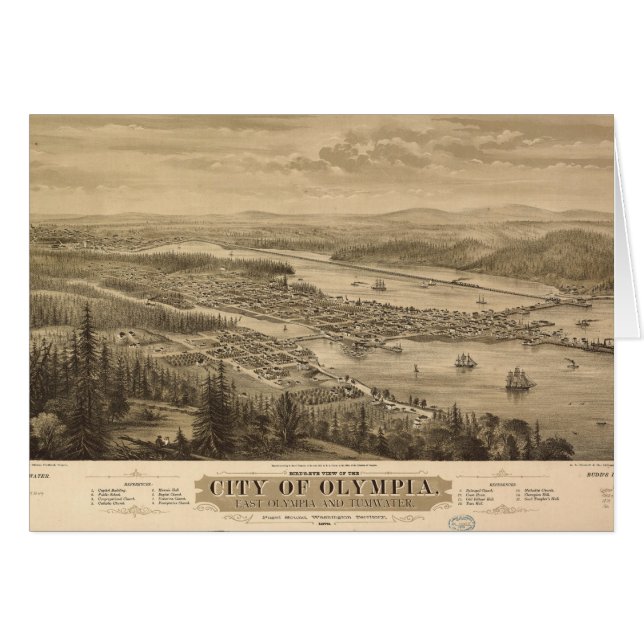 Birdseye view of Olympia, Washington (1879) (Front Horizontal)