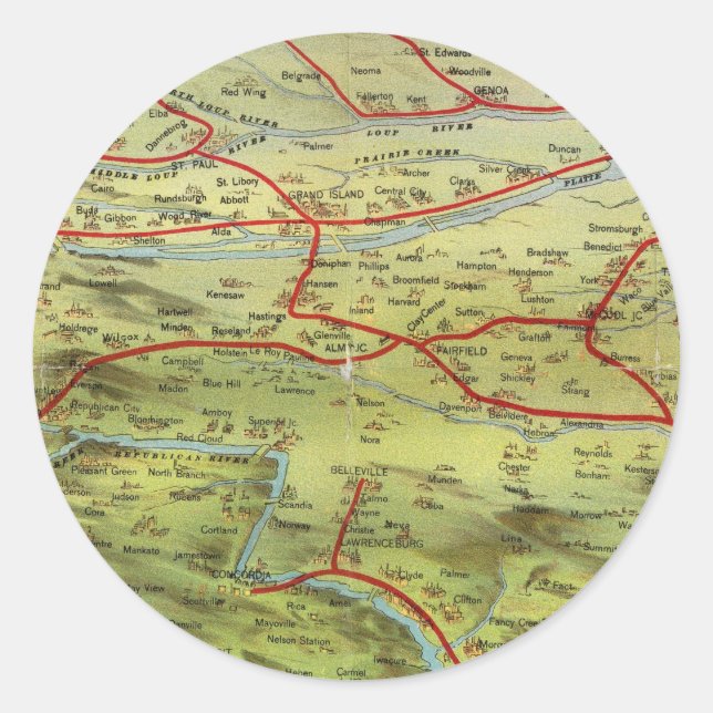 Birdseyes View Great Plains Classic Round Sticker (Front)
