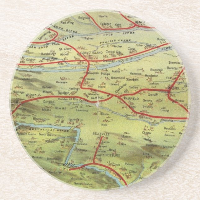 Birdseyes View Great Plains Coaster (Front)