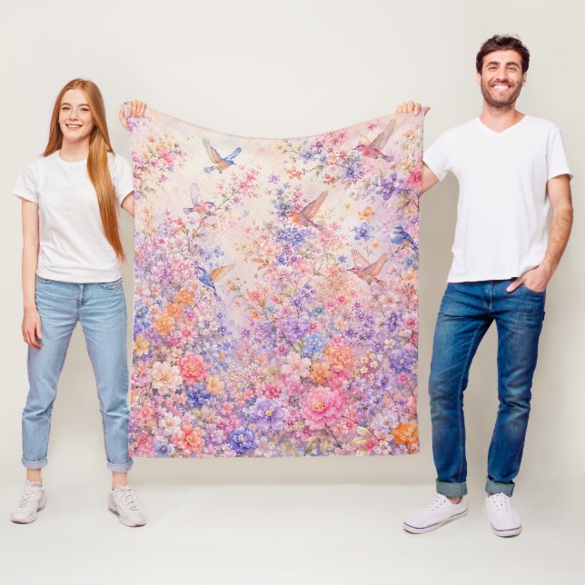 Birdsong Among Blossoms Fleece Blanket (In Situ)