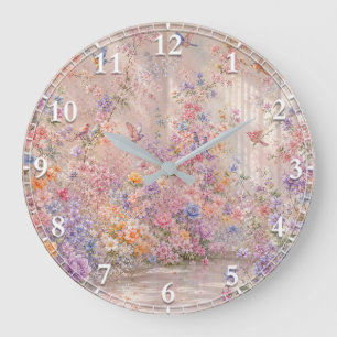 Birdsong Among Blossoms Large Clock