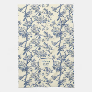 Birdsong Cobalt and Cream Toile de Jouy Kitchen Towel