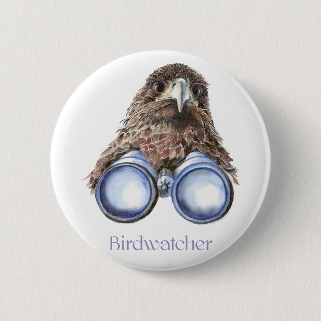 Birdwatcher Hawk Bird Watching You Humour 2 Inch Round Button (Front)