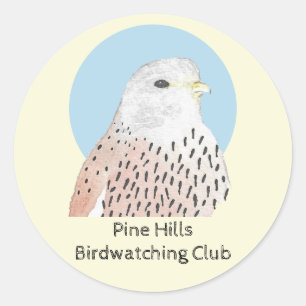 Birdwatching Club Watercolor Bird Kestrel Classic Round Sticker