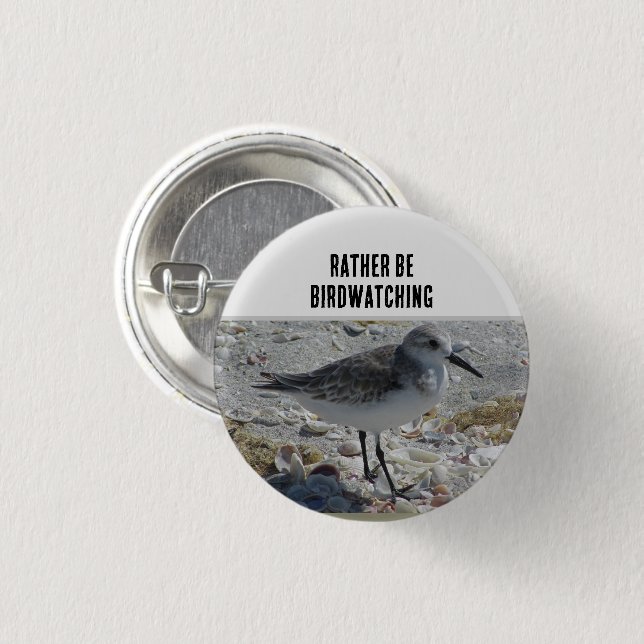 Birdwatching Hobby Beach Bird Coastal Birdwatcher 1 Inch Round Button (Front & Back)