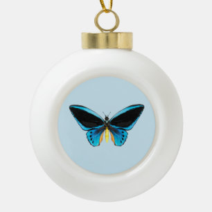 Birdwing Butterfly Ceramic Ball Christmas Ornament