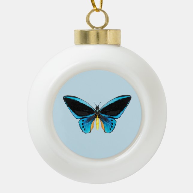 Birdwing Butterfly Ceramic Ball Christmas Ornament (Front)