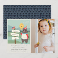 Birdy Bear Milestone Any Age Photo Birthday Invite