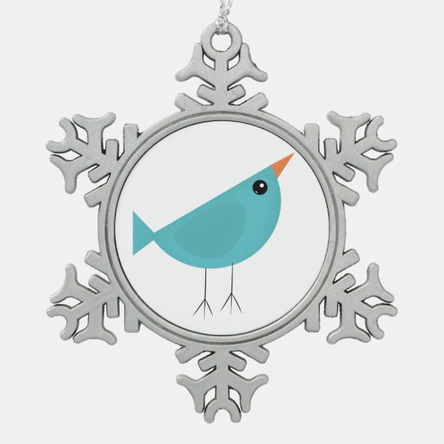 Birdy  snowflake pewter christmas ornament (Front)