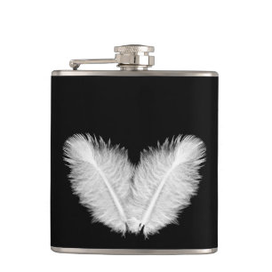 Birdy white feathers hip flask