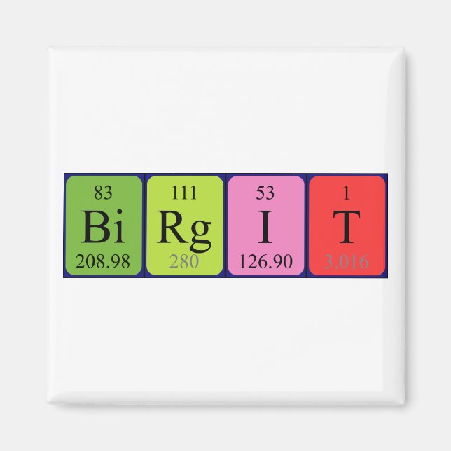 Birgit periodic table name magnet (Front)