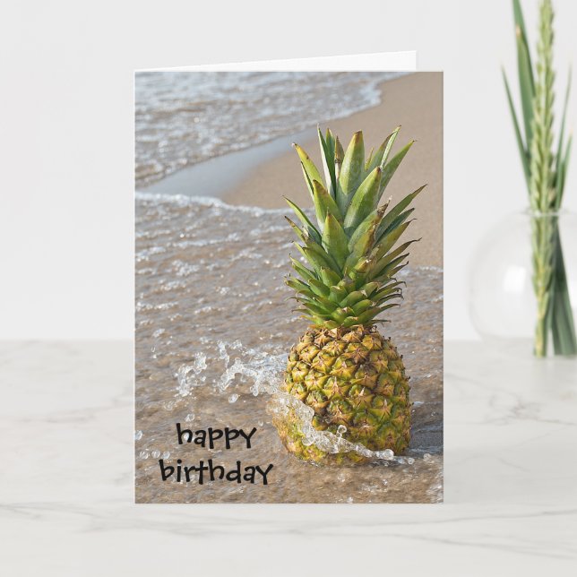 Birhtday Pineapple On the Beach Card (Front)