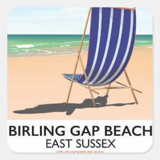 Birling Gap Bea, East Sussex vintage travel poster Square Sticker