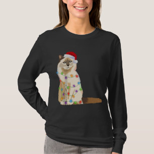 Birman Cat Christmas Lights Xmas Cat Lover Santa H T-Shirt