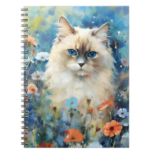 Birman Cat colorful watercolor artwork Notebook