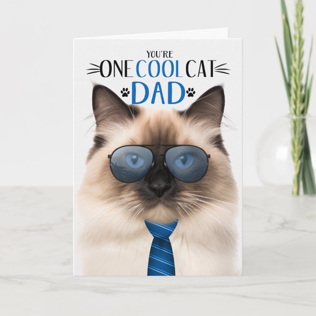 Birman Cat Father's Day One Cool Cat Holiday Card (Front)