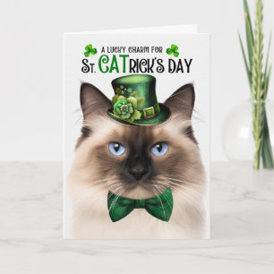 Birman Cat Funny St. CATrick's Day Lucky Charm Holiday Card