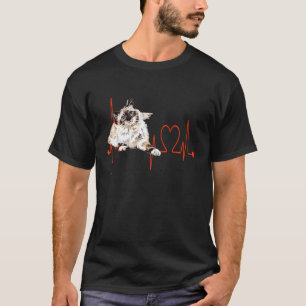 Birman Cat Heartbeat EKG Funny I Love My Cat T-Shirt