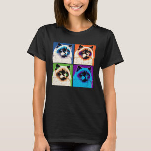 Birman Cat Pop Illustration Colourful Animal Women T-Shirt