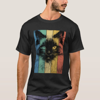 Birman Cat Portrait Vintage Style Mom Dad T-Shirt