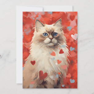 Birman cat  Valentine's day  Holiday Card