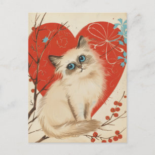 Birman Cat vintage Valentine's day  Postcard