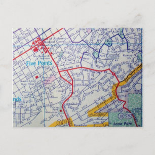 BIRMINGHAM, AL Vintage Map Postcard