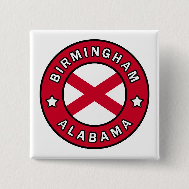 Birmingham Alabama 2 Inch Square Button (Front)