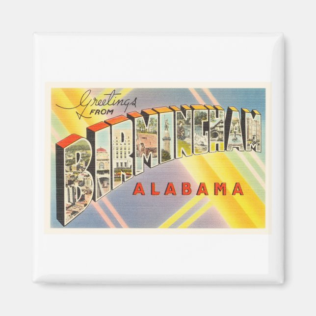 Birmingham Alabama AL Old Vintage Travel Souvenir Magnet (Front)