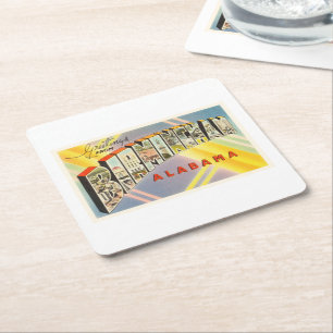 Birmingham Alabama AL Old Vintage Travel Souvenir Square Paper Coaster