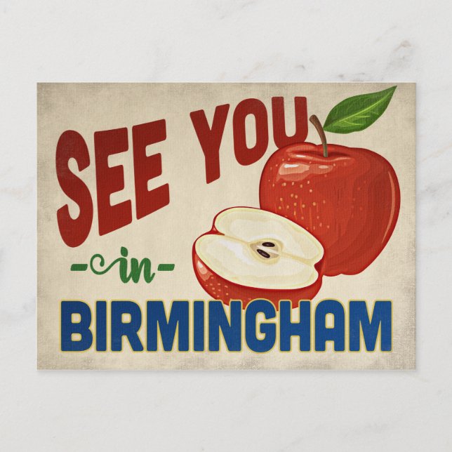 Birmingham Alabama Apple - Vintage Travel Postcard (Front)