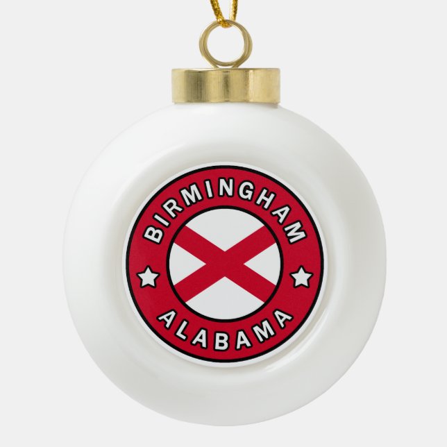 Birmingham Alabama Ceramic Ball Christmas Ornament (Front)