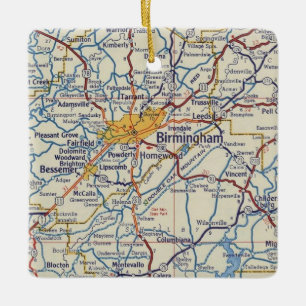 Birmingham Alabama Christmas ornament with map