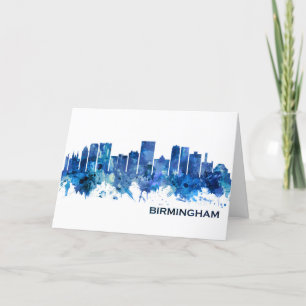 Birmingham Alabama Skyline Blue Holiday Card
