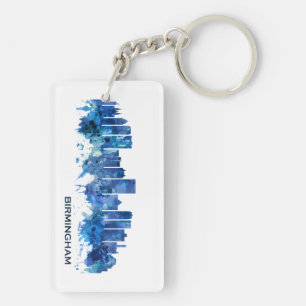 Birmingham Alabama Skyline Blue Keychain