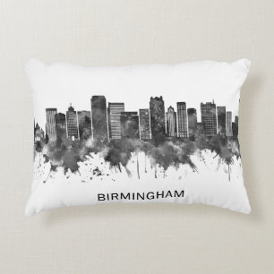 Birmingham Alabama Skyline BW Accent Pillow