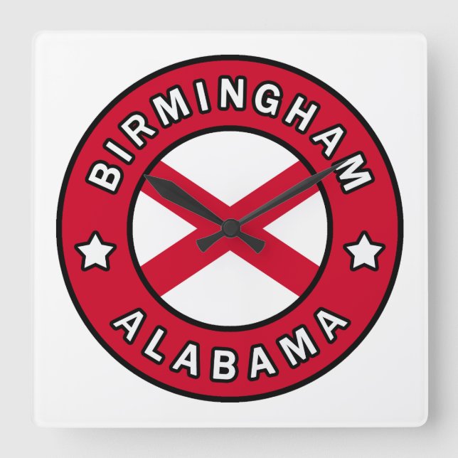 Birmingham Alabama Square Wall Clock (Front)