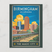 Birmingham Alabama Travel Art Vintage