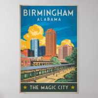 Birmingham Alabama Travel Art Vintage